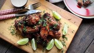 Wings, brined in beer and dusted with a spice mix. Perfect for a hot summer's day