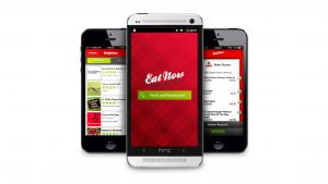 The Eat Now app, as shown on various mobile screens