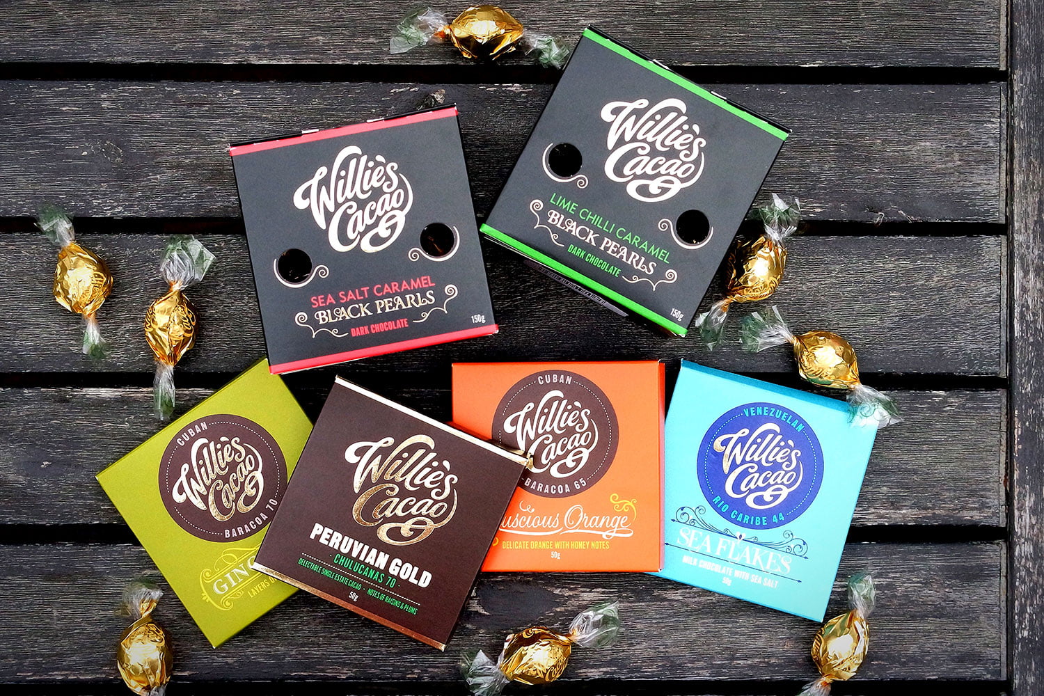 An assortment of chocolates from Willie's Cacao